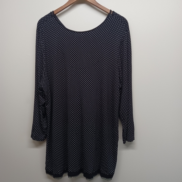 Ellen Tracy Tunic Top Women Plus Size 3X Black White Dots Stretch Relaxed Casual - Picture 5 of 7
